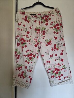 Nick & Nora White Strawberry Print Pajama Pants